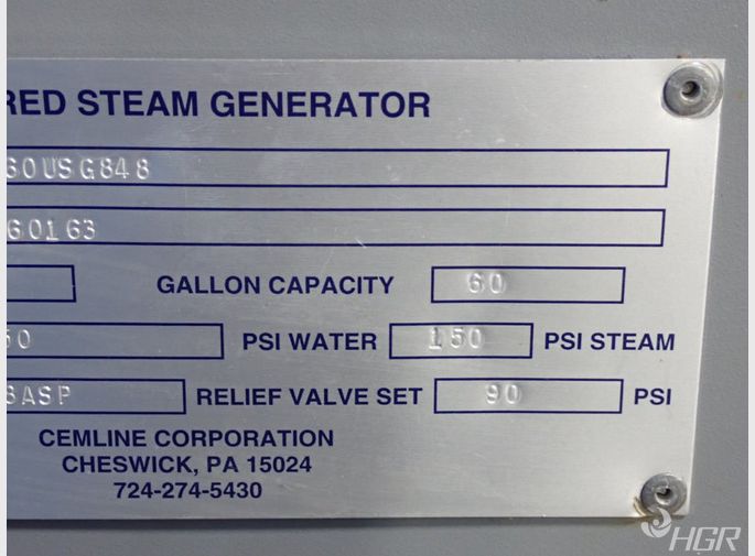 Cemline Corp Cemline Corp V60usg848 Unfired Steam Generator