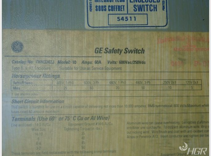 General Electric Non Fusible Disconnect
