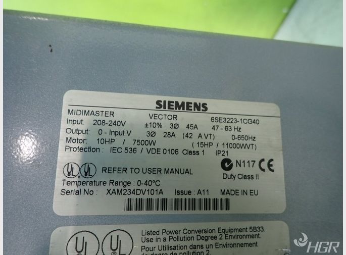 Siemens Siemens 6se32231cg40 Midimaster Vector Drive 10hp  15hp Damage See Pics  