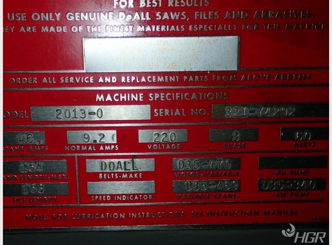 Doall Vertical Bandsaw