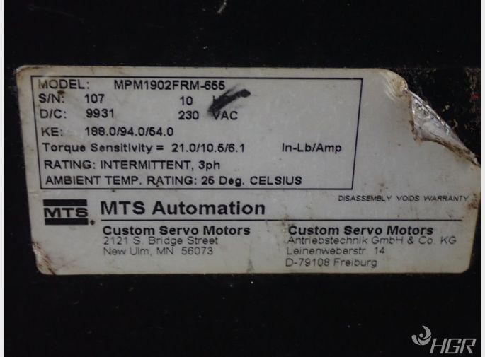 Mts Systems Servo Motor