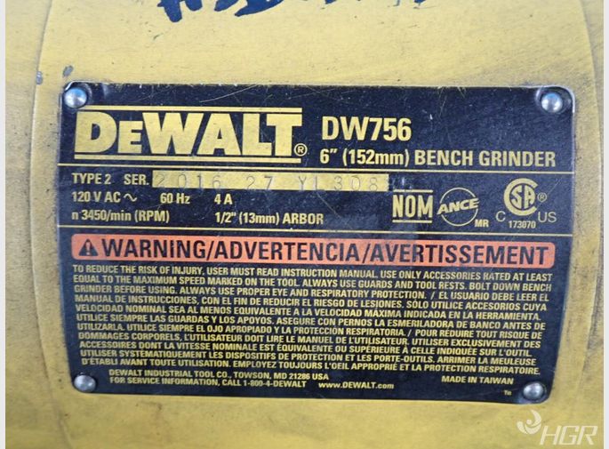 Used Dewalt Bench Grinder HGR Industrial Surplus