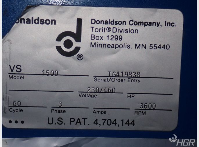 Donaldson Torit Donaldson Torit Vs1500 Dust Collector