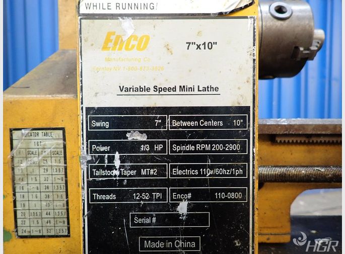 Enco Variable Speed Mini Lathe