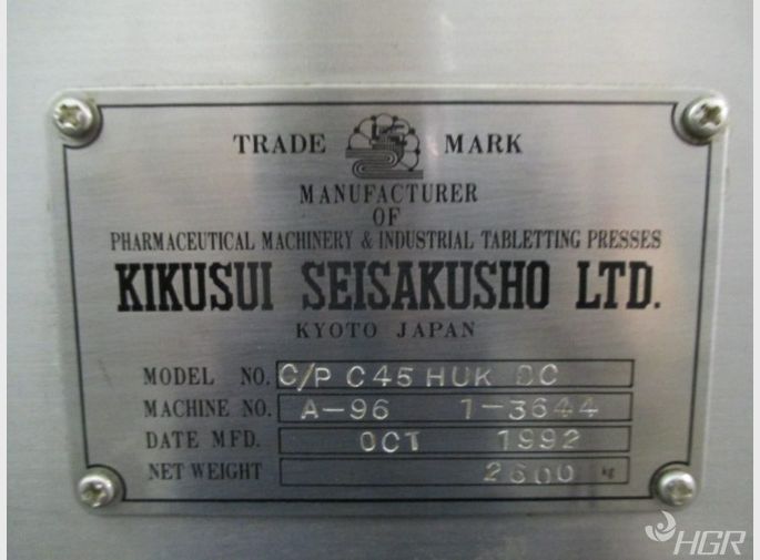 Kikusui Kikusui Tablet Press Model Cp C45 Dc 45 Station