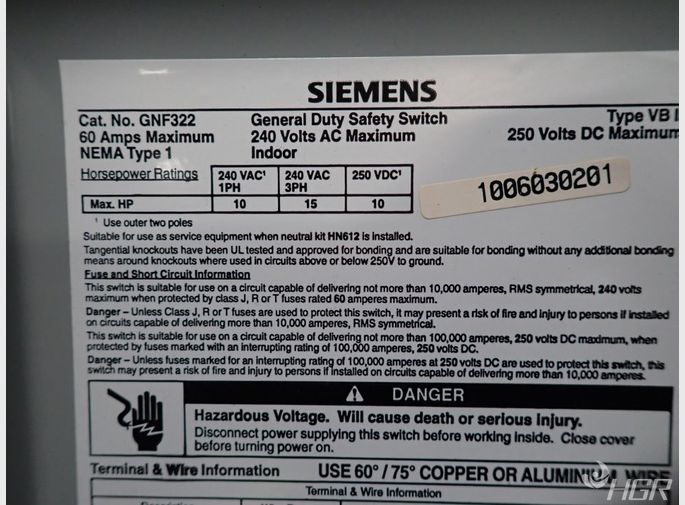 Siemens Non Fusible Disconnect
