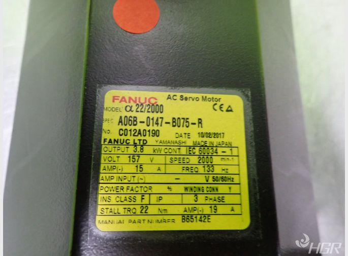Fanuc Fanuc A06b0147b075r Ac Servo Motor 