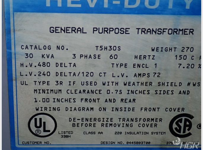 Hevi Duty 30 Kva Transformer