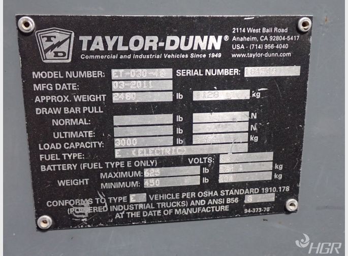 Taylordunn Taylordunn Et03048 Electric Utility Vehicle