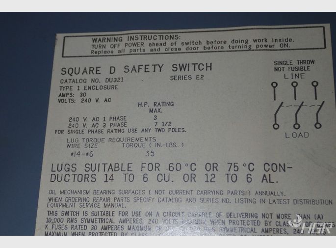 Square D Non Fusible Disconnect