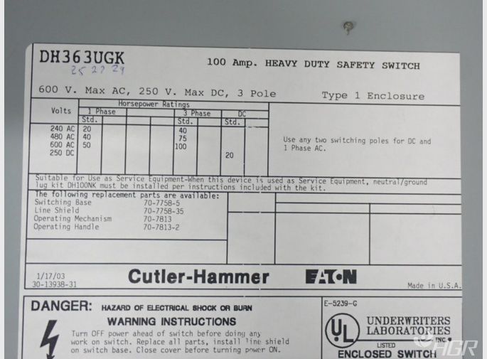 Cutlerhammer Heavy Duty Safety Switch
