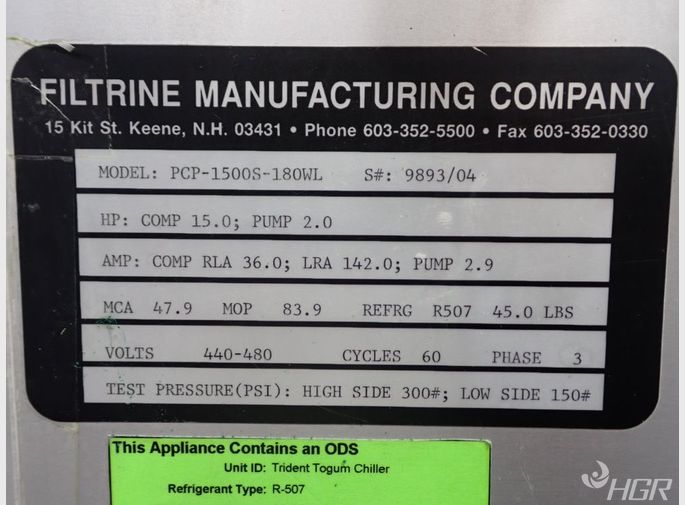 Filtrine Filtrine Pcp1500s180wl Filtrine Pcp1500s180wl Chiller