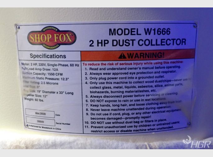 Woodstock Internationalshop Fox Dust Collector