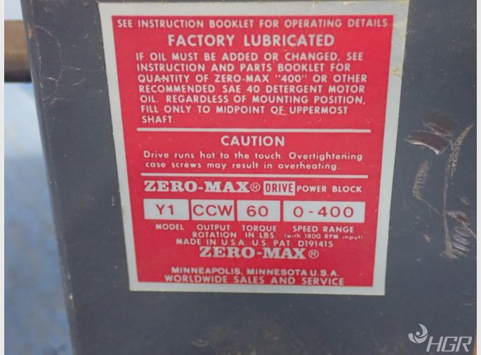 Used Zeromax Drive Power Block HGR Industrial Surplus