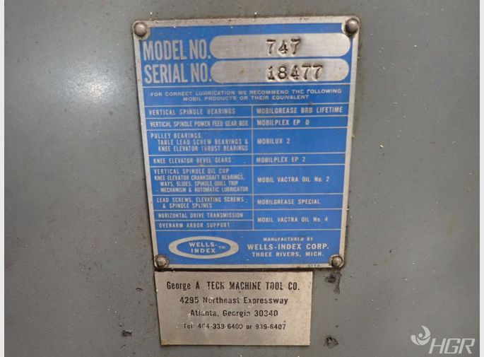 Wells Index Vertical Milling Machine