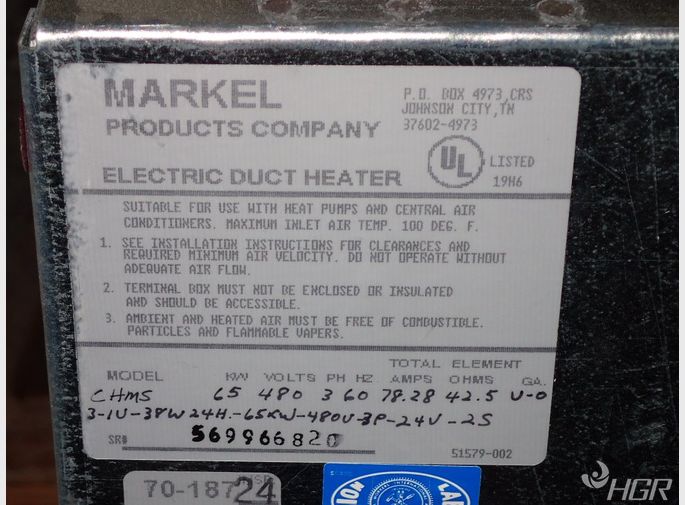 Markel Electric Duct Heater