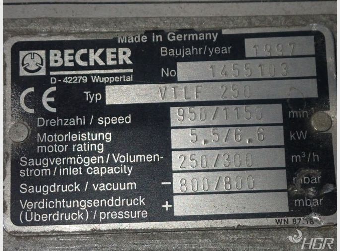 Becker Becker Vtlf 250 Vacuum Pump