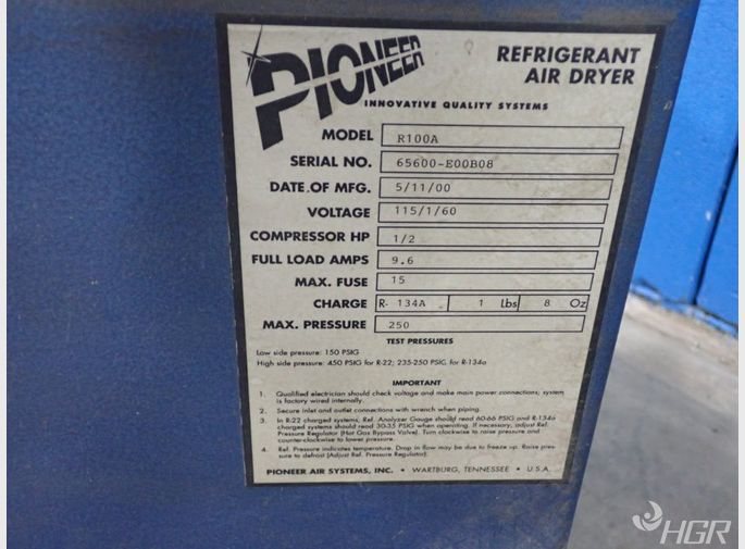 Pioneer Innovative Quiality Systems Refrigerated Air Dryer