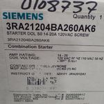 Siemens Siemens 3ra21204ba260ak6 Combination Starter 1420a 120vac