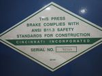 Cincinnati Inc Hydraulic Press Brake