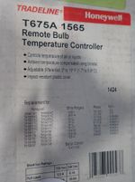 Honeywell Remote Bulb Temperature Controller