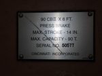 Cincinnati Cincinnati 90cbii X 6 Ft Cnc Hydraulic Press Brake