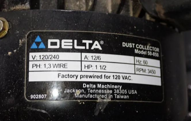 Delta 1.5 Hp Dust Collector - 50-850 | HGR*24