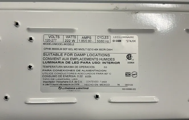 Lithonia Lighting Light Fixture - Cphb 36000lm Sef Gcl Md Mvolt Gz10 40k 80cri Dwh