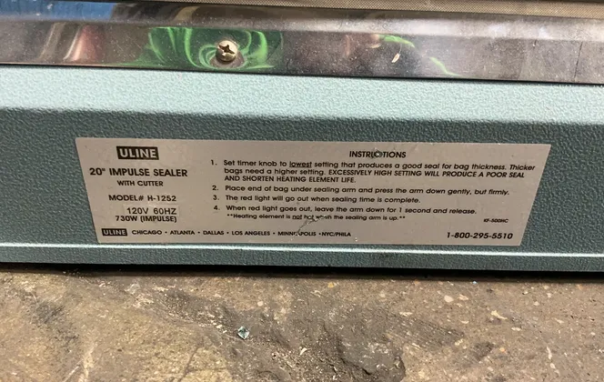 Uline 20” 20” Impulse Sealer - H-1252