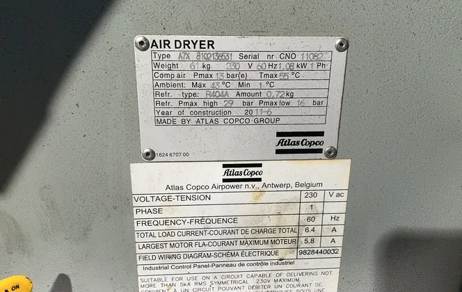 Atlas Copco 25 Hp Air Compressor - Ga18ff A 125 Fm