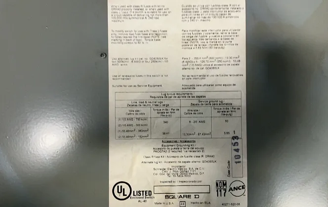 Square D 400 A / 240 V General Duty Fusible Safety Switch - D325n