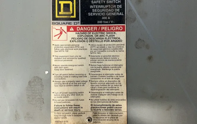 Square D 400 A / 240 V General Duty Fusible Safety Switch - D325n