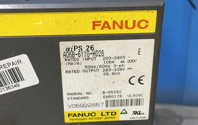 Fanuc Aips 26 Power Supply - A06b-6110-h026