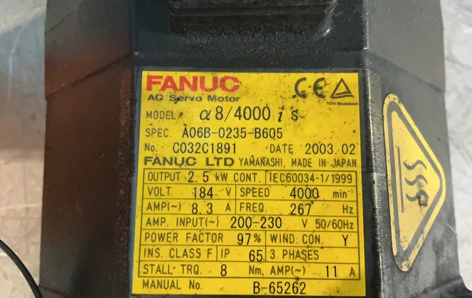 Fanuc 11 Amps A8/400 Is Ac Servo Motor - A06b-0235-b605