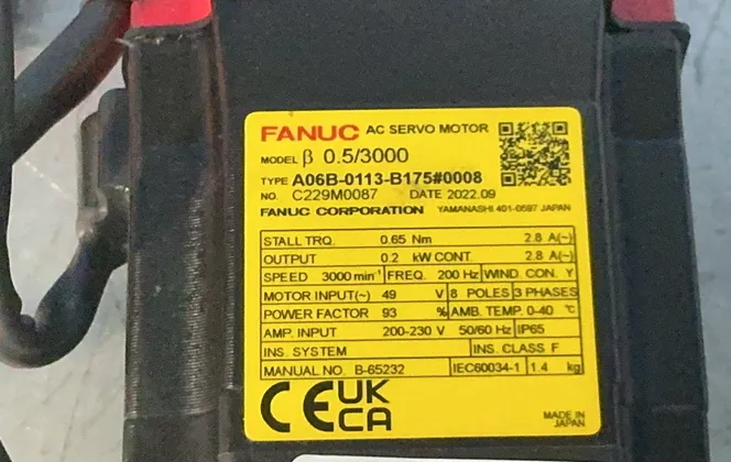 Fanuc B 0.5/3000 Ac Servo Motor - A06b-0113-b175#0008