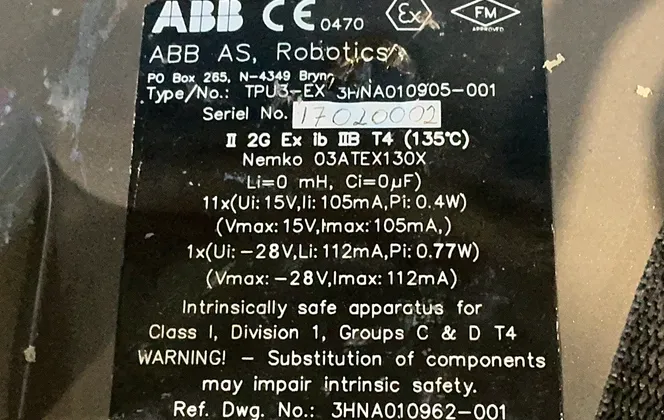 Abb Teach Pendant - Tpu3-ex 3hna010905-001
