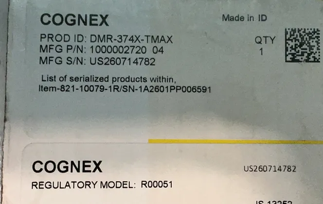 Cognex Barcode Reader - Dmr-374x-tmax