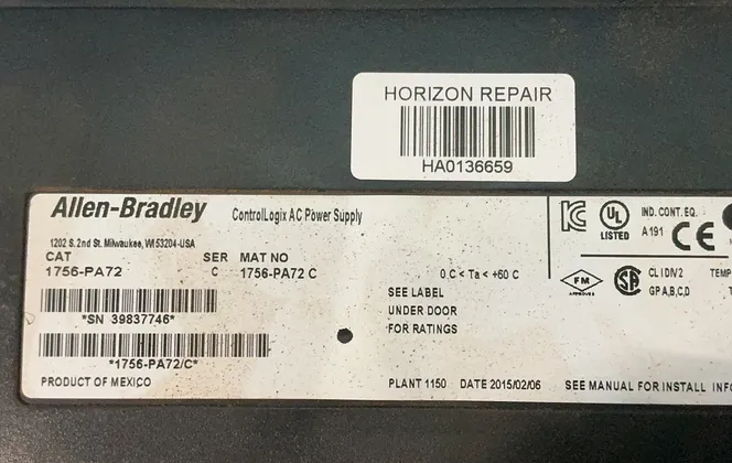 Allen-bradley Controllogix Ac Power Supply Unit - 1756-pa72