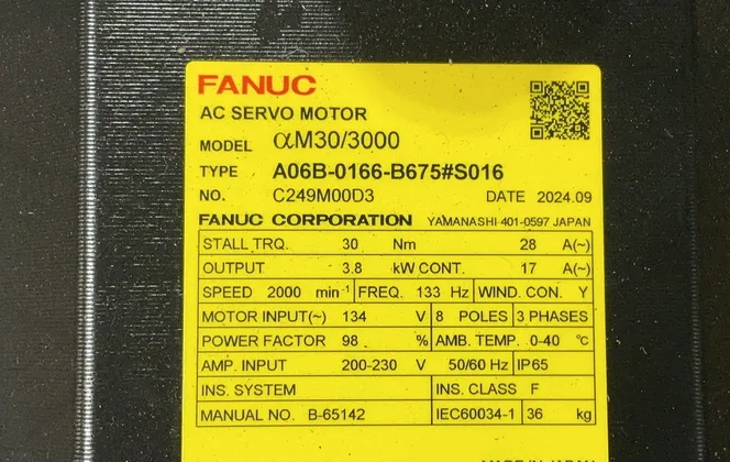 Fanuc 2000rpm Ac Servo Motor - A06b-0166-b675#3000