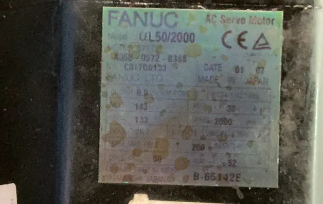 Fanuc 30 Amps Al50/2000 Servo Motor - A06b-0572-b388