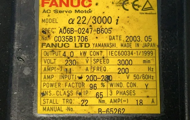 Fanuc 3000rpm Ac Servo Motor - A06b-0247-b605
