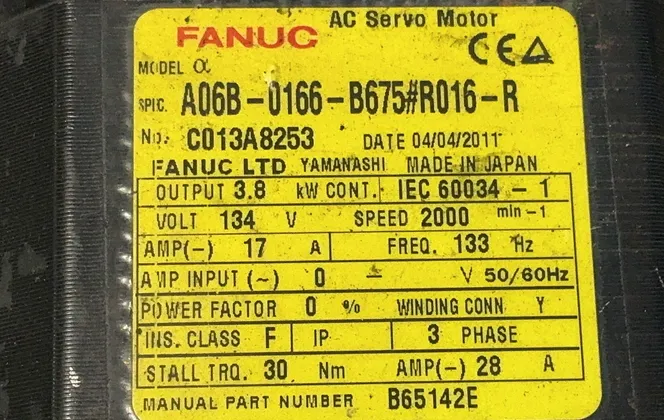 Fanuc 2000rpm Ac Servo Motor - A06b-0166-b675#r016-r