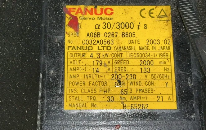 Fanuc 2000rpm Ac Servo Motor - A06b-0267-b605