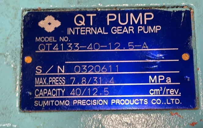 Sumitomo 40/12.5 Cm3/rev Qt Pump, Internal Gear Pump - Qt4133-40-12.5-a