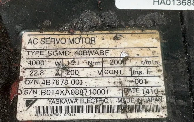 Yasakawa Electric 22.8 Amps Ac Servo Motor - Sgmd-40bwabf