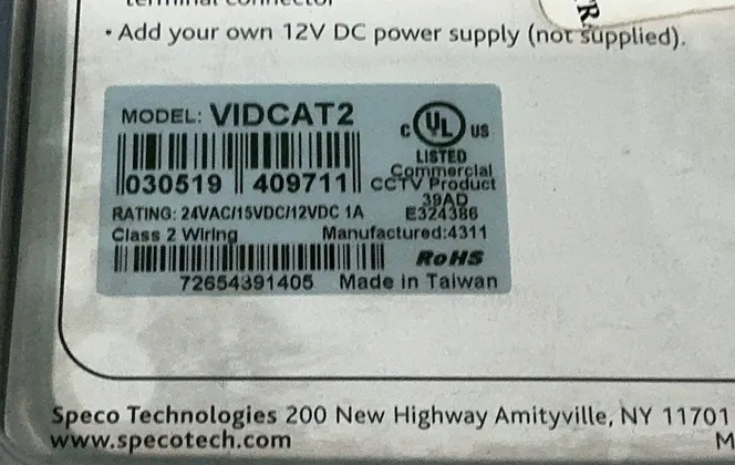 Speco Power/video Over Cat5e Converters - Vidcat2