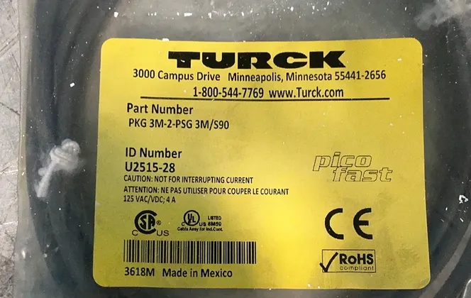 Turck Pico Fast Cordsets - Pkg 3m-2-psg 3m/s90