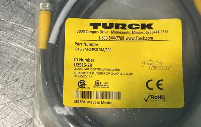 Turck Pico Fast Cordsets - Pkg 3m-2-psg 3m/s90