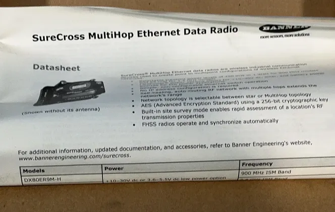Banner Surecross Multihop Ethernet Radio - Dx80er9m-h