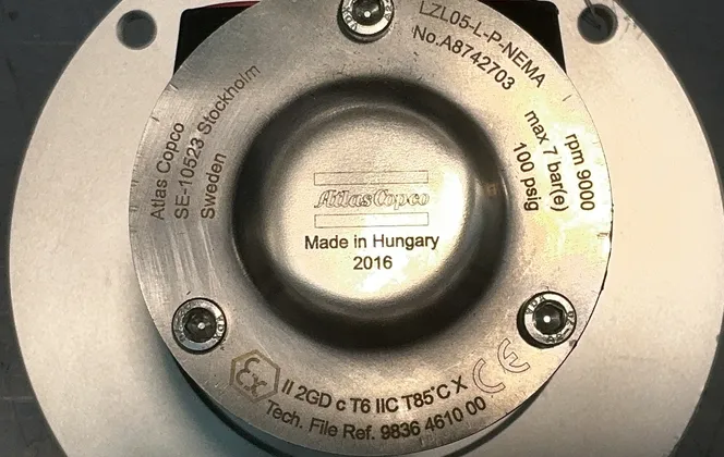 Atlas Copco 9000rpm 100psig Pneumatic Vane Motor - Lzl05-l-p-nema